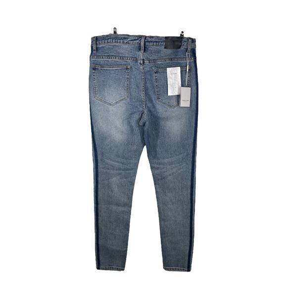 Ovadia & Sons Mens Denim Jeans Skinny Fit Blue‎ Wash Striped Casual Size 36 - Picture 3 of 8